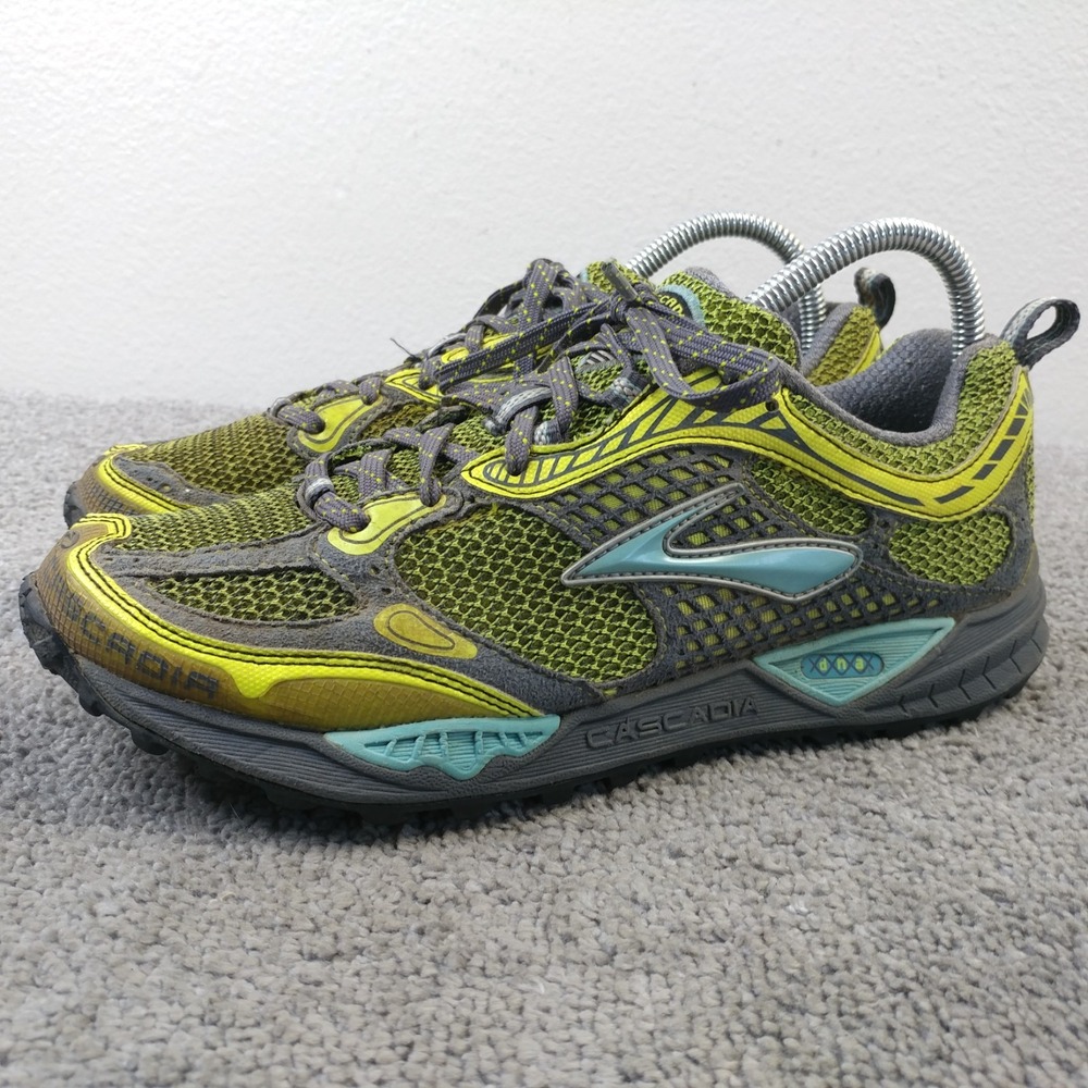 Brooks Cascadia 6 Womens 9.5 Trail Running Shoes Yellow Gray 120085-1B-718
